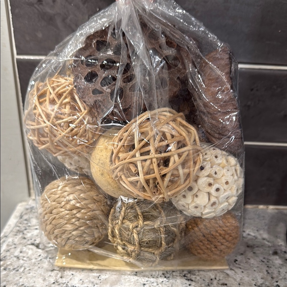 Natural Elements Decorative Ball Set - Brown and Tan